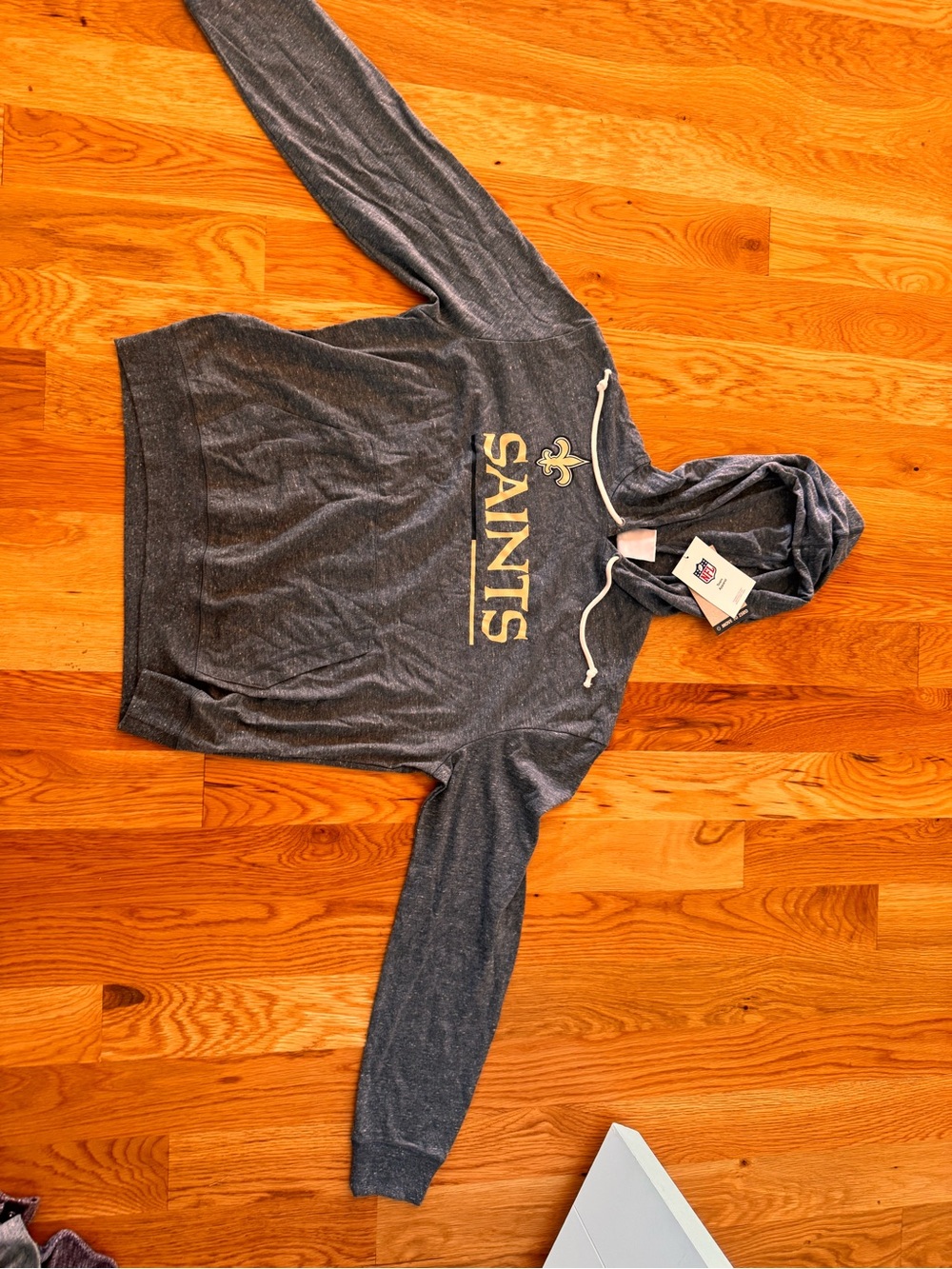 New Orleans Saints Gray Pullover Hoodie with Gold Logo NWT